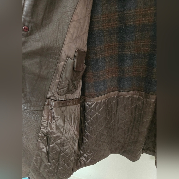 Nicole Miller Men's Brown Leather Jacket Barn coat button front | size M - Picture 5 of 7